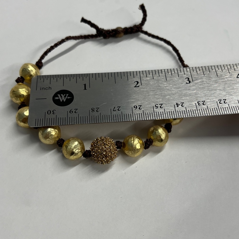 Goldtone Hammered Hematite Macrame Adjustable Bra… - image 3